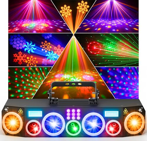 Ehaho All-in-one Rotierende Schneeflocken Discolicht Partylicht mit RGB & UV, Soundaktivierung & DMX – Disco Licht, DJ Licht für Partys, Bars, Clubs als winterliche Festival Dekoration