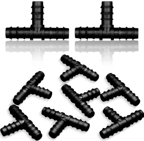 15 raccordi a T da 16 mm (1/2), plastica nera, connettore per tubo flessibile, raccordo a gomito per tubo flessibile da giardino, connettori per tubo flessibile con spina per sistema di irrigazione