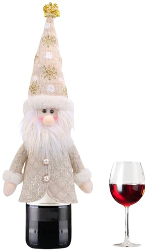 Weinflaschen Topper Weihnachtsfiguren Design, Bierflasche Deckel Hülle, Wiederverwendbarer Beutel Weihnachtstischdekoration für Festliche Feiern