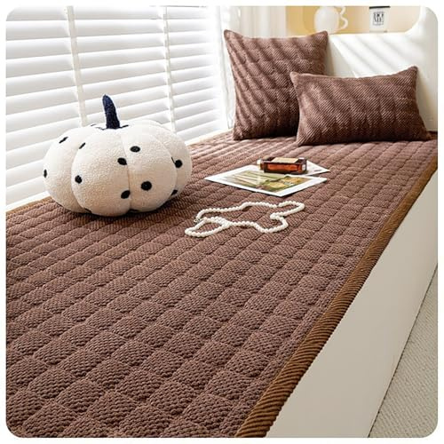Odaima Couch Überzug für Haustiere - Sofa Überzug 3 sitzer Sofadecken für Sitzfläche, Anti-Rutsch Sofabezug L Form, Sofaüberwürfe Sofa Auflage für Ecksofa Bezug(Dunkler Kaffee,55 x 150cm)