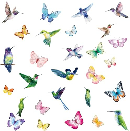 ZEMINRI 59 PCS Wall Stickers Waterproof Birds Butterflies Window Sticker