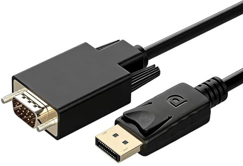 DisplayPort to VGA Cable, 1.8M Gold-Plated Adapter Cord, 1080P Full HD, Gold-Plated Connectors, for Monitor, Desktop, Laptop, PC, Projector, HDTV, Compatible with DisplayPort to VGA Connection