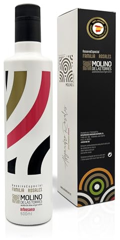 MOLINO DE LAS TORRES Olio Di Oliva extravergine di ARBOSANA Premium 500 ml, origine: Andalusia (Spagna) | Olio Oliva Raccolta Precoce Ottobre 2025 (Arbosana, 500ML)