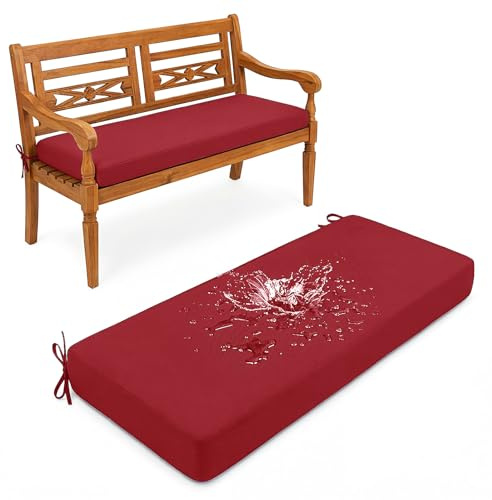 Aocase 5cm Dick Sitzbank Kissen 180x35cm Bankauflage Bankkissen Sitzkissen Bank mit Rutschfester Unterseite, Indoor Outdoor Abnehmbarem Sitzauflage Gartenbankauflage Sitzpolster, Red