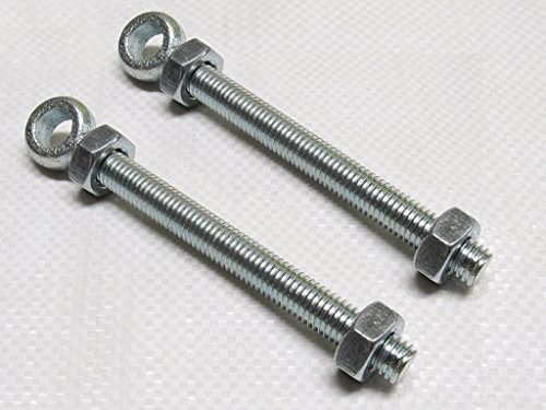 X2 16MM x 150MM Zinc Plated Swing Gate Eye Bolts with 2 Nuts - Bright Gate Hinge Eyebolt