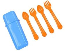 Cubiertos para Bebés con Estuche para Viajes, Cubiertos Infantiles. Original/Ergonómico 140x260x30 mm.-Hogarymas- - Azul