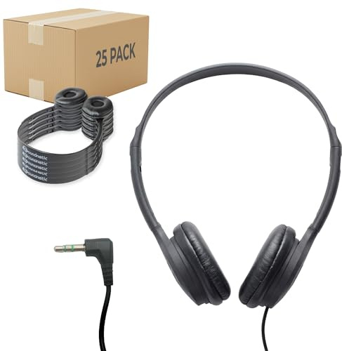 Soundnetic 25 Pack Over The Head Low Cost Headphones in Bulk SN313