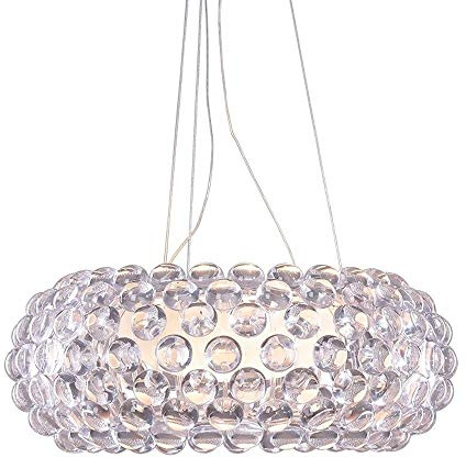 Moddeny Pendelleuchte Esstisch mit Acrylkugeln, Ø 50cm, Weiß, Modern | Runde Hängeleuchte, höhenverstellbar, für Esszimmer, Wohnzimmer und Küche; dekoratives Kugeldesign
