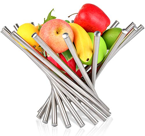 Bol à Fruits pour Comptoir de Cuisine, Grand Panier à Fruits Rotatif en Acier Inoxydable pour Comptoir de Fruits, Décoration Créative pour la Maison
