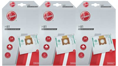 HOOVER H81 Sacs pour Aspirateurs Hoover - Compatibles Avec Les Aspirateurs Telios Extra - Sacs d'origine - en Microfibre - Pure EPA - Anti-Odeur - 3 Lots de 4 Pièces