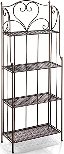 Kobolo Metallregal Standregal Vintage Landhausstil - Metall - Braun - 58x28x161cm