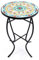 VONLUCE Table de Jardin de Style Mosaïque, Table d'Appoint Ronde en Mosaïque de Pierre de Dia. de 35,5CM (Fleuri)