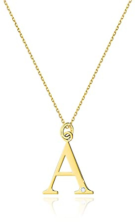 MARKO Halskette aus 14K Gelbgold (585) mit Buchstaben A-Z und 0,005ct Diamant. Geschenkidee für eine Frau, Mädchen, Freundin, Mutter, Schwester | Schmuck für Frauen