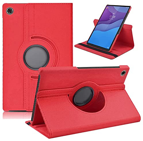 Dlahaby Funda para Lenovo Tab M10 HD 2nd Gen TB-X306F/TB-X306X,Cuero PU con Rotación 360 y Soporte Funda Protectora para Lenovo Tab M10 HD 2nd Gen 10.1 Pulgadas Tablet,Rojo