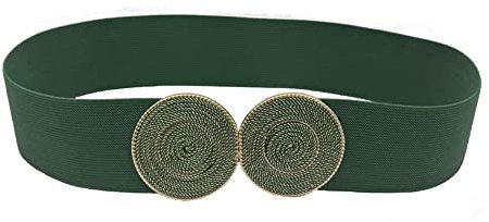ZAHSY Elastischer Gürtel Cinch Bund für Damen: Dehnbarer Taillengürtel mit runden Schnallen, geeignet für Größen 29-33 Zoll, in Grün