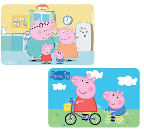 2 Stück kompatibel zu Peppa Pig Wutz Tischunterlage Platzdeckchen Malunterlage Knetunterlage Eßunterlage (Bunt Set Nr. 2)