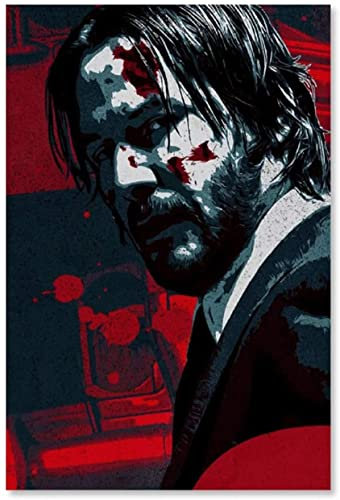 HRTNS Poster Und Gedruckte Abstrakte Kunst Vintage Popart John Wick Leinwand für Schlafzimmerdekor Leinwand Malerei Wandkunst Bilder 15.7x23.6(40x60cm) Kein Rahmen