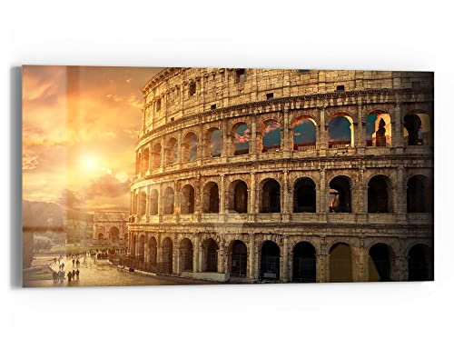 DEQORI Glasbild Echtglas | Motiv Colosseum im Abendlicht | horizontal einteilig 60x30 cm | schöne Dekoration | Wandbild für Wohnzimmer, Schlafzimmer, Flur & Küche | moderne Wanddeko