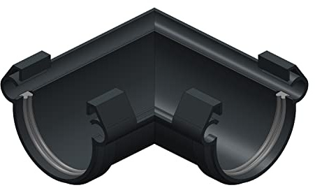 4 Home & Garden | Einzelteile Dachrinnensystem 60 mm Typ250 Fallrohr DN 60 | Halbrundrinne Kunststoff PVC Anthrazit | Verbinder Stutzen Rinnenhalter (Eckverbinder 90°)