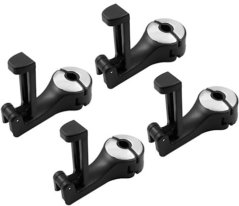 Unlorspy 4Pcs Car Back Seat Hook 2 in 1 Car Headrest Hidden Hook, 360° Rotation Universal Car Headrest Hooks with Phone Holder for Car, Car Purse and Bags (Silver)