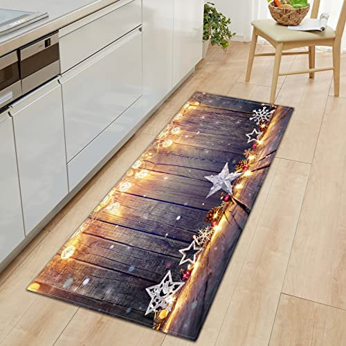 GOKSEL Küchenteppiche Weihnachten&Pentagramm Waschbar Küchenmatte Küchenteppich Badematten rutschfeste Teppich 60 x 180cm