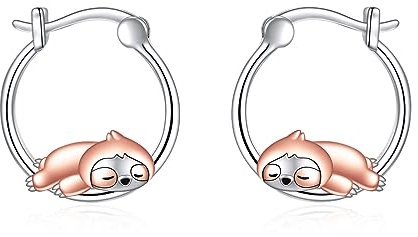 Tier Creolen Ohrringe 925 Sterling Silber Niedliche Tier Ohrringe Schmuck Geschenke für Damen Mädchen (Faultier 2)