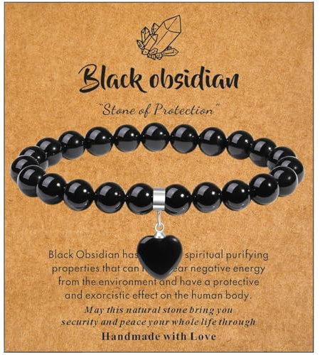 XIANNVXI Bead Bracelets for Women Black Obsidian Crystal Bracelet for Women 8mm Beaded Bracelet Jewellery