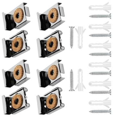 Changyeah 8 pezzi supporto specchio parete, staffe specchi da parete, fissaggio a parete, possono essere utilizzate per fissaggio a specchio, clip per specchio in metallo con molla, staffe di