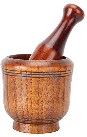 Leopacat TazóN de Molienda de Madera, Mortero y Maja de Madera, Cocina DoméSticaTriturador de Ajos Jengibre,Especias Molinillo Juego de Maja TazóN paraTriturar Condimentos Triturador de Pastillas