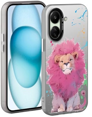 YUXING Funda para Xiaomi Redmi 13C / Poco C65 - Carcasa Teléfono Móvil Antichoque Delgada Patrón Artístico Fresco Bumper Slim Case Cover (Lion)