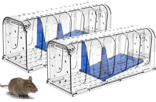 Lebendfalle für Maus Mausefalle 2er Set, Tierfreundliche Hygenische Mäusefalle mit Doppeltüren, Innovative Hochsensitive Lebendfalle Maus, Quick Release Ausgang, Keiner Kontakt mit Mäusen