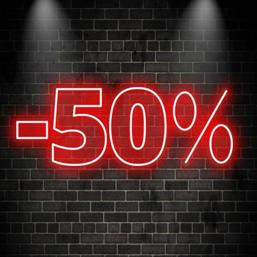 Neón led personalizado con valor de descuento en rebajas - Cartel personalizable con porcentaje descontado en época de rebajas