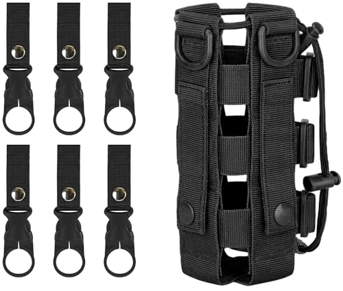 ZDNT Poche de Bouteille d'eau Tactique Ajustable,Porte-bidon Tactique Militaire,Sac de Bouteilles d'eau Réglable avec 6 Clips de Boucle de Bouteille pour l'extérieur Marche Camping