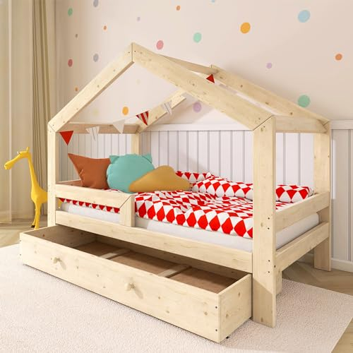 Need Sleep Hausbett 80x160 cm mit Schublade und Rausfallschutz Symmetrisch