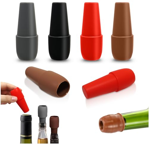 Wine Bottle Stoppers,Bottle Stopper Reusable Silicone Stopper Cap,Vacuum Bottle Stoppers Wine Stopper,Keep Flesh for Wine Beer Champagne Stopper Cap Wine(4 Pcs )