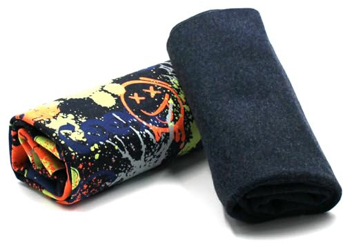 Stoffpaket 0,5m Jersey + 0,5m Bündchenstoff zum Nähen von Kinderkleidung Kinderstoff Jerseystoff (Graffiti + Navy Meliert Set17)
