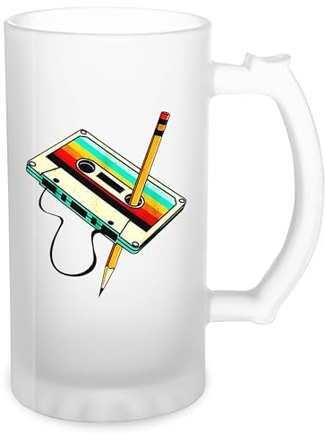80S 90S Retro Party Fancy Dress Cassette Fun Lustige Trend Transparent Beer Mug Stein 500ml