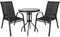 Koopmann Bistroset Balkonset Gartenstühle - Bistro-Set 3-teilig Balkonmöbel-Set - Tarassentisch Rund Stapelstühle Hochlehner Stapelbar Gehärtetes Glas Metal Wetterfest