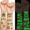 Qpout 18 feuilles Glow In The Dark Musique Rock Band Star Tatouages temporaires, guitare lumineuse Rock and Roll faux tatouages autocollants pour les années 90 à thème anniversaire Party