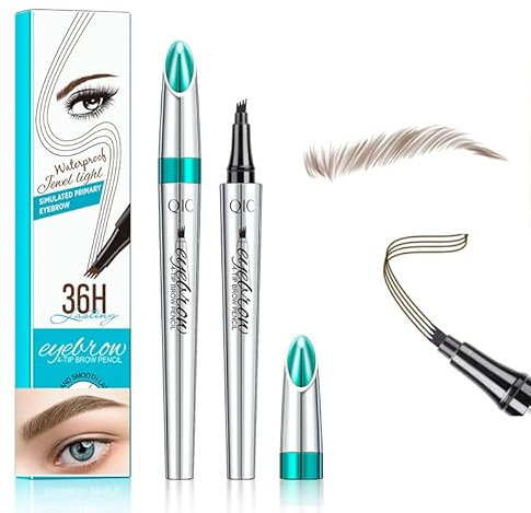Q703 Präzisions-Augenbrauenstift, wasserfest, für natürliche und dauerhafte Augenbrauen, 4 Spitzen (Grau, Nr. 5)