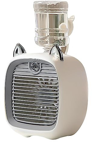 Vortex Air Bladeless Fan Heater Small Fans For Bedroom White Portable Conditioner Rechargeable Mini Desktop Cooler With 3 Speed Adjustable And Humidifier Function Office Living Room