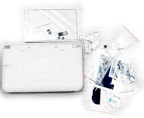 Custom 3DSXL Extra Gehäuse Komplettset Weiß Ersatz für alte 3DS XL/LL 3DSLL Konsole, fünf Abdeckplatten + Tasten, Schrauben, Stylus, Pads, Displayschutzfolie, Aufkleber