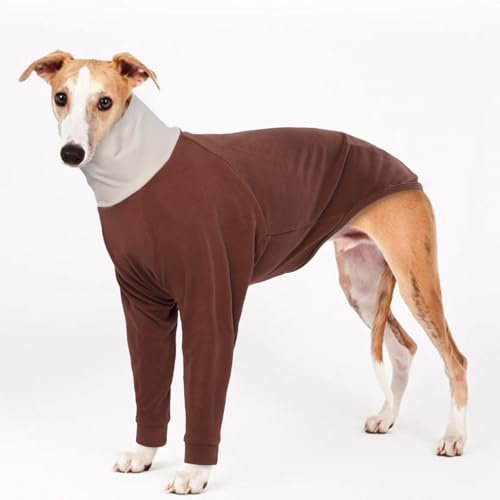 Mhaustlie M Windhund Pullover Für Mittelgroße Hunde, Warme Hundekleidung Für Whippets, Fleece Hund Pullover, Hunde Fleecemantel, Großer Hundepullover, Stretch-Sweatshirt, Fleece-Weste (Braun, L)