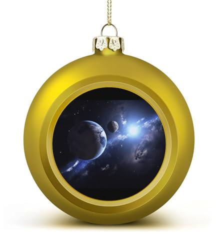 Erde und Mond Weihnachtskugel, Ornamente, 6,1 cm, bruchsicher, Weihnachtsbaumschmuck, Kugeln, goldener Stil, hängende Weihnachtsschmuck für Weihnachtsbaum, Feiertagsdekoration