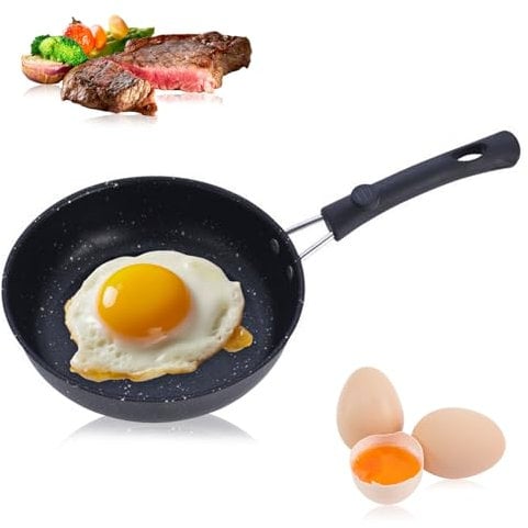 Jisrcha Bratpfanne, 12 Cm Pfanne Induktion, Antihaftbeschichtete Mini-Pfanne für Ein Ei, Hitzebeständiger Pfanne Beschichtet, Non Stick Pan mit Griff, Frying Pan für Gasherd, Induktionsherd
