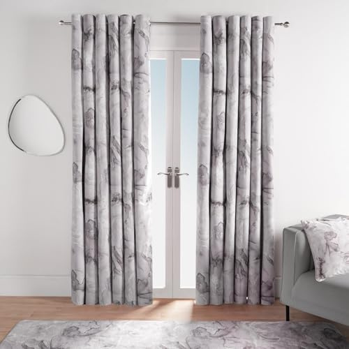 OHS Grey Blackout Curtains For Bedroom Marble Print Essential, Soft Fabric Neutral Tone Marble Pattern Thermal Insulated Curtains For Livingroom, 2 Panels-66x90In