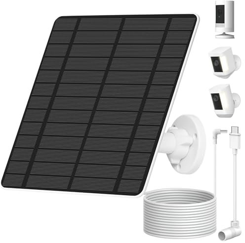 Czemo Panel Solar para Cámara de Seguridad con Conexión USB y USB-C, Cargador de Panel Solar Compatible con Anillo de Cámara de Batería Recargable, IP65 Impermeable