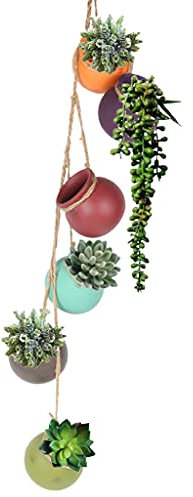 Rudiaoa Lot de 6 pots de fleurs suspendus en céramique colorés à suspendre au mur ou au plafond