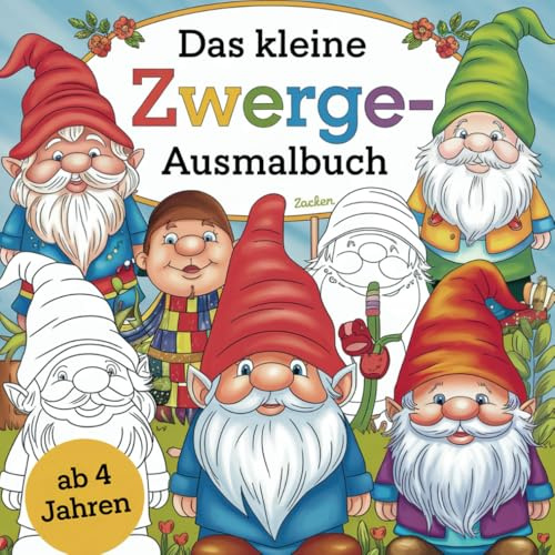 Das kleine Zwerge-Ausmalbuch mit 50 lustigen Bildern zum Ausmalen für Kinder ab 4 Jahren (Malbücher von WOLE Publishing)