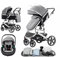 Gcarebb Système de voyage 3 en 1, poussette avec poignée réglable en hauteur, poussette de voyage avec moustiquaire, poussette pour bébé avec cadre en aluminium pour nouveau-né de 0 à 4 ans
